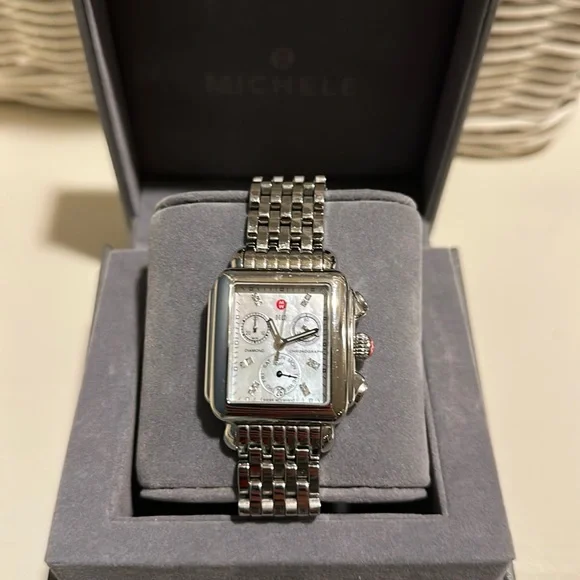 MICHELE Ladies Deco Mother of Pearl Dial Chronograph Stainless Steel - Picture 3 of 14